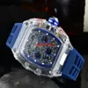 Male Watch Men leisure Quartz Watches Transparent Dial Color Rubber Strap Small Pointer Working Watch293P