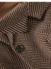 Women's Suits Women's Long Sleeved Single Breasted Straight Blazer Coffee Grey Stripe Formal Office Business Jacket Coat