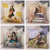 Pillow Cute Girl Fairy Tale World Pillowcase Decor Lovely Cartoon Child For Sofa Home 45x45cm Short Plush Dog Cover