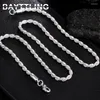 Chains 2023 925 Sterling Silver Necklace 16-24 Inches 3mm Rope Chain For Women Mom Fashion Charm Party Gift Jewelry