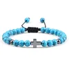 Pulsera cruzada Pulseras con cuentas Pulsera de piedra de cristal deportiva para hombres Regalo creativo