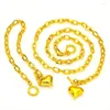 Hänge halsband kvinnor kedja armband smycken set with heart real 18k guld färg mode tillbehör enkel stil vacker gåva