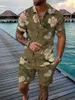 Survêtements pour hommes 3D Polo et ensemble de shorts Casual Floral Pattern Print Short Sleeve Zip Up Suit 230522