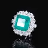 Bande Anneaux Vintage 1818mm Carré Émeraude Paraiba Tourmaline Anneau Lab Diamant Bandes De Mariage Gemstone Party Fine Jewelry Anniversaire Cadeaux J230522