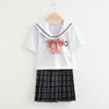 Ensembles de vêtements uniformes scolaires japonais ensemble femmes été court Seeve chemise blanche 3 couleurs jupe étudiants coréens uniformes vêtements pour filles