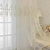 Rideau Européen Rideaux Pour Salon Salle À Manger Chambre Lumière De Luxe Broderie Fenêtre Tulle Bord Inférieur Avec Velours Blanc