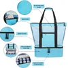 Меш -пляжные сумки большая сумка, летняя теплоизоляция холодная открытая портативная пикник, мешка со льдом 24 цвета 41 см модные сумки для покупок