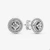 Sparkling Double Halo Stud Earrings for Pandora 925 Sterling Silver Party Jewelry designer Earring Set For Women Crystal diamond Luxury earring with Original Box