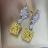 Knoop Elegante Bloem Veer Topaas Oorbellen voor Vrouwen 925 Sterling Zilver Dangle Earring Bruiloft Fijne Sieraden Groothandel