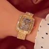 Relógios de pulso 2023 de alta qualidade Crystal Diamond Watches Women Gold Watch Steel Strip Rose Sparkling Drowwatch Drop Ship