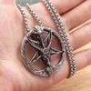 Kettingen Gothic Vintage Satan Pentagram Goat hoofd Pendant ketting voor man Roestvrij stalen dieren kettingen Amulet Sieraden Gift Groothandel