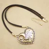 Hanger kettingen hart ketting voor vrouwen westerse vintage etnische geëtst scroll lederen link ketting choker kraag lang