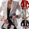Damenanzüge Büro Damen Blazer für Frauen Einfarbig Langarm Zweireiher Business Blazer Slim Jacke Mantel feminino