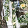 Fleurs décoratives Paquet de 2 Eucalyptus Guirlande Avec Champagne Rose Verdure Vrac Soie Artificielle Feuilles Florales Vignes CNIM
