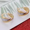 Hoop Earrings Two Tone Austrian Trendy Women Shiny Charm Jewelry