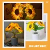 Flores decorativas Dormitorios Lámpara de noche Escritorio Blanco Decoración de trabajo Girasol Luces Usb Mesa Noche Bombillas Led Adorno artificial