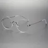 サングラスフレームファッションヴィンテージの眼鏡フレーム356純粋なチタンネジ/リムレスデザインクラシックラウンドミオピア光学メガネオリジナル