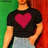 T-shirt da uomo INCERUN 2023 T-shirt da uomo di moda Stampa girocollo manica corta Streetwear Casual Crop Top Sexy Fitness Camisetas S 5XL 230522