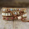 Bracelets Creative 3 Strand Imperial Sea Sediment Jasper Stones Crystal Watch Wrap Beaded Wristwatch Bracelet Women Sister Bohemia Jewelry