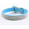 Dog Collars Big Rhinestone Crystal Diamond Pet Puppy Suede Leather PU Adjustable Four Colors XS S M L