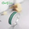 Sets SANTUZZA Pure 925 Sterling Silver Jewelry Sets For Woman Green Spinels White CZ Stones Earrings Ring Set Classic Fine Jewelry