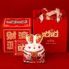 NOVAS Fatuagens Rabbit Piggy Bank Decoração Red Ceramics 2023 Ano novo Mascote de grande capacidade Uso múltiplo Símbolo de riqueza Cerâmica Ornamentos G230523