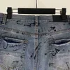 Designerkleidung Amires Jeans Denim-Hosen 2023 Neue Highstreet-Modemarke Amies Graffiti-Buchstabendruck Hellblaue Trend-Jeans Lässige Shorts Distressed Ripped