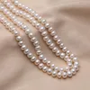 Necklaces 100% Real Double Pearl Necklace Women Wedding Multi Layer Choker Necklace Anniversary Party Gift