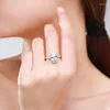 Cluster Rings Oval Zirconia Wedding Ring For Women 925 Sterling Silver Engagement Emerald Cut Clear Crystals Luxury Jewelry Anniversary