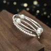 Bangle bruiloft sieraden goud zilveren kleur open manchet armbanden bruids eenvoudige gesimuleerde parelbal kraal verstelbare armbanden voor vrouwen