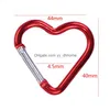 Party Favor Carabiner Keyrings Heart Shaped Keychain Outdoor Sports Camp Snap Clip Hook Vandring Aluminium Metal Bekväm kamverktyg D DHSXS