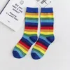 Femmes chaussettes femmes arc-en-ciel amoureux printemps été imprimé coloré rayure coton Sport de plein air rue Harajuku Kawai hommes