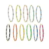 Huggie Pastel Neon Enamel Colorful Jewelry Candy Color Band White Sparking Round CZ 40mm Big Hoop Earring