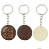 Keychains Lanyards Diy Blank houten ronde mama keychain hanger Moeders dag cadeau Key Chain Keyring Drop Delivery Fashion Accessorie Dhkex