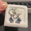 Blue Butterfly Hoop oorbellen voor Pandora Authentieke Sterling Silver Party Earring Set Designer sieraden voor vrouwen