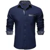 Men's Casual Shirts 2023 Fashion Blue Splicing Paisley Collar Cuff Long Sleeve Cotton Mens' Dress Shirt Luxury Tuxedo Party For Men