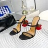 Designer Rose hak sandaal in geitenleer damessandaal Geitenleer nette schoen zwart wit Leren sandalen hak Damesschoenen