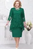 Hunter Green Mother Of The Bride Dresses Two Pieces Lace Wrap Prom Gown Evening Vestidos Formal Dress