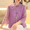 Vêtements ethniques haut de gamme printemps été haut chinois Tang tenue rétro broderie élégante dame Blouse femme S-XXL