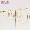 Örhängen chuhan real 18k guldhoppar örhängen klassisk stil variation samlokalisering diameter 2/3/4/5 cm örhängen ringer stora au750 fina smycken