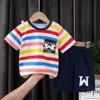 의류 세트 2pcs 어린이 여름 면화 세트 아기 소년 여자 짧은 소매 Tshirt 반바지 반바지 패션 의류 정장 06 세 230522