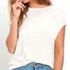 女性のTシャツファッションオープンバックTシャツ女性カジュアルバックレストウモリTシャツ夏服ルーズOネックトップティーブラックホワイト230522