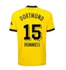23 24 축구 유니폼 보루시아 Haaland Kamara Haller 2023 2024 Home Away Ootball Shirt Reus Bellingham Hummels Reyna Brandt Dortmund 남자 아이 키트 Maillot de Foot