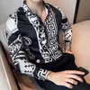 Men's T-Shirts Luxury Long Sleeve Mens Baroque Shirts Dress Autumn Party Prom Wear Slim Fit Male Brand Clothing Striped Print Casual Shirt Men Z0522