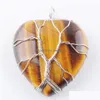 Pendant Necklaces Natural Stone Beads Tree Of Life Pendants Siers Color Wire Wrap Weave Charms Reiki Love Heart Jewelry Bn362 Drop De Dh503