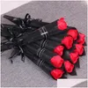 Favor Favor Favor de caule único Rosa Artificial Romântica Dia dos Namorados Presente de Aniversário Soop Soast Roses Bouquet 6 cores Drop dell Dhdsf