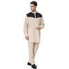 Ethnic Clothing Muslim Shirt Men Clothes Folk Kaftan Musulman Islamic National Long Sleeve With Pants Two Piece Suits Set