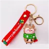 Keychains lanyards Sile Santa Claus Cartoon Kerst Keychain Hanger Bag Pol Kijk Kerstmas cadeau Drop Delivery Fashion Accessorie Dhh0h