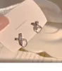 S3692 Mode-sieraden Kruis Oorknopjes Voor Vrouwen S925 Zilveren Post Zirkoon Ketting Gekruiste Oorbellen
