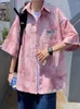 Herrklänningskjortor Herrarna Kort ärm Summer Student Trend Loose Tie Dyed Jacket Print Design Niche Top Camisa Street Wear